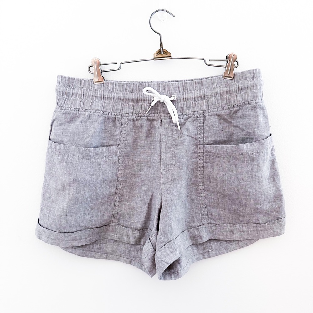 Athleta Cabo 4” Linen Gray Chambray Shorts size 10